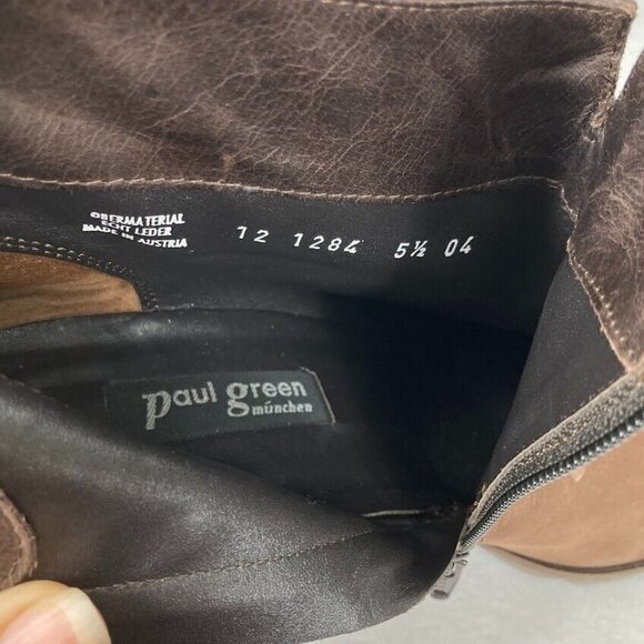 Paul Green Karla Brown Leather Side Zip Ankle Booties Size 5.5 - Picture 8 of 8